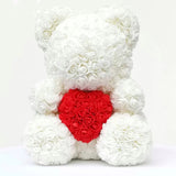 L'ourson de roses avec coeur 40 cm Blanc